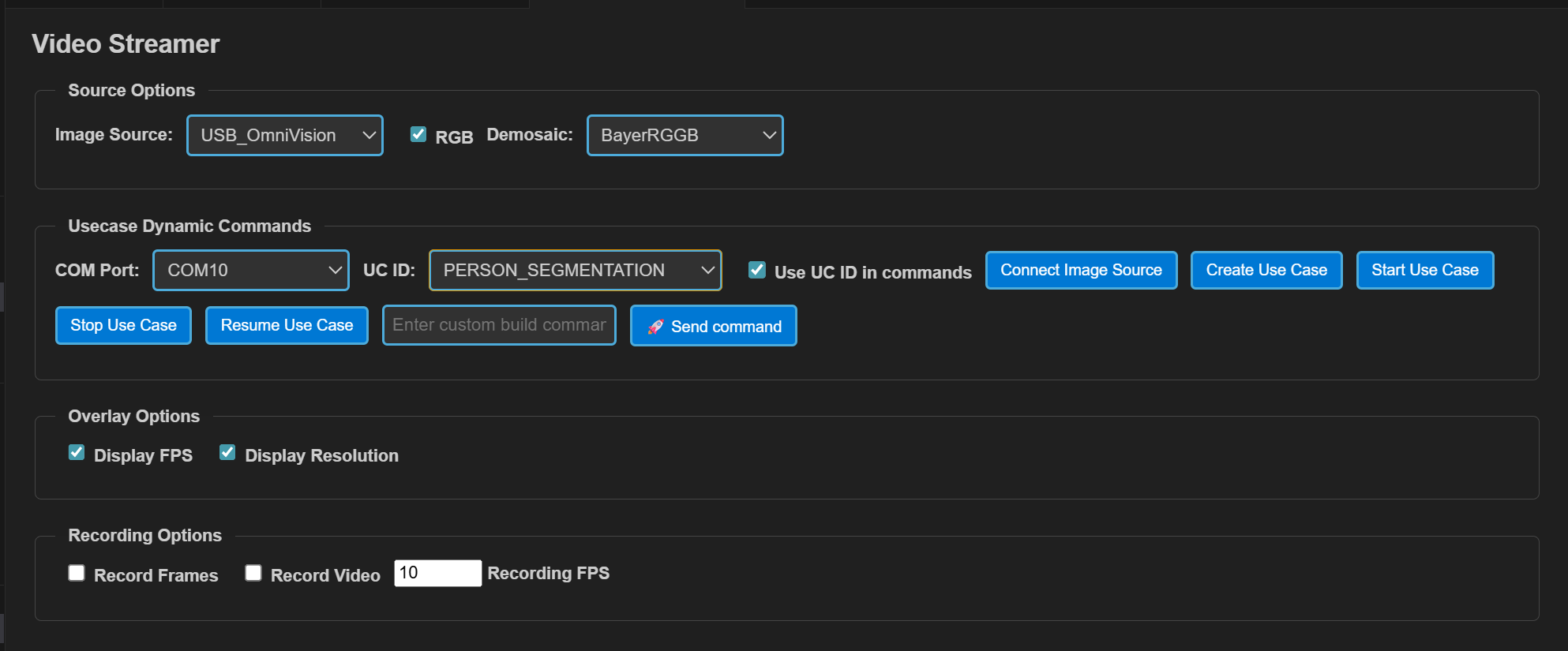Video Streamer Options