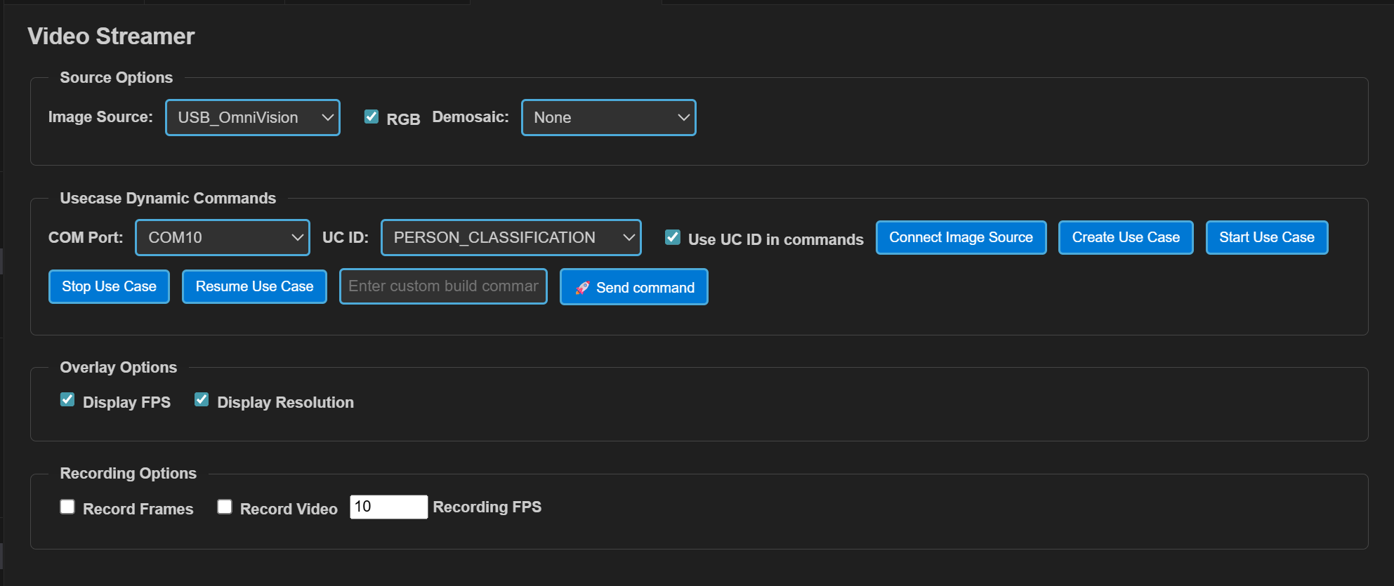 Video Streamer Options