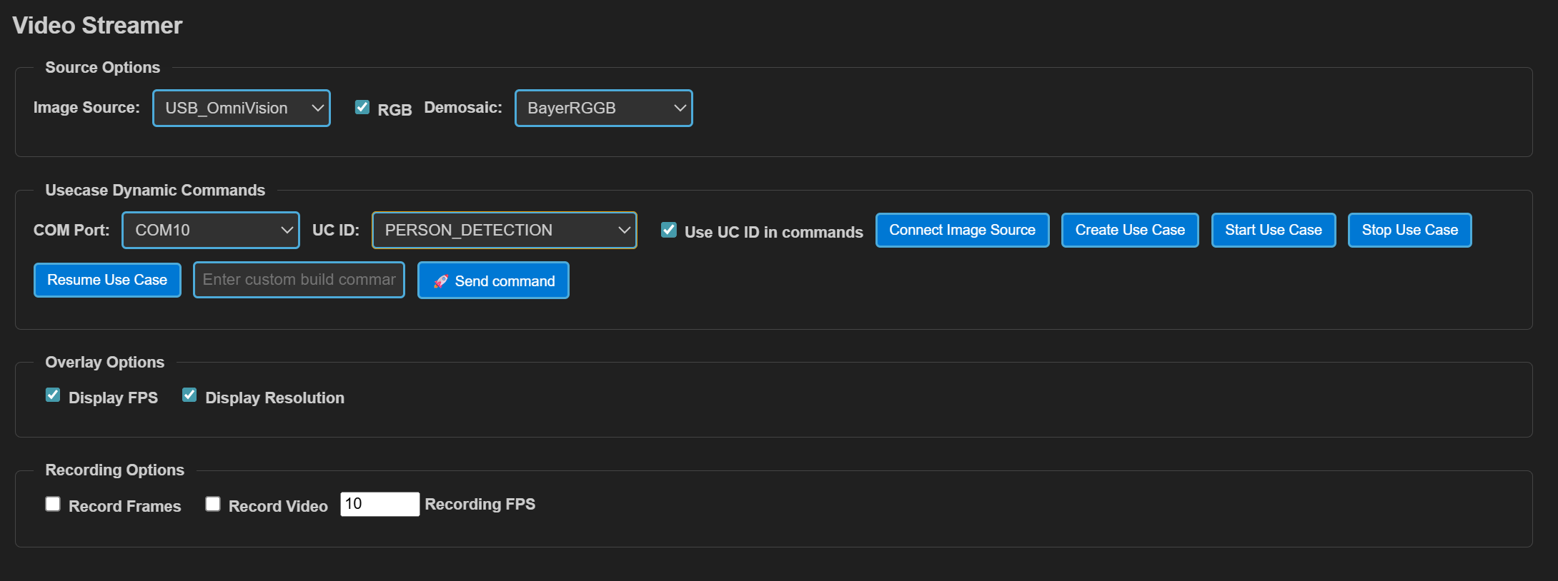 Video Streamer Options