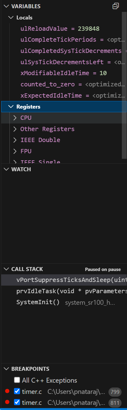 Debugger - Side panel options