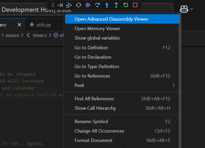 Open Advanced Disassembly Viewer button