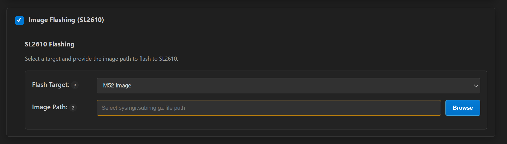 SL2610 Image Flashing - M52