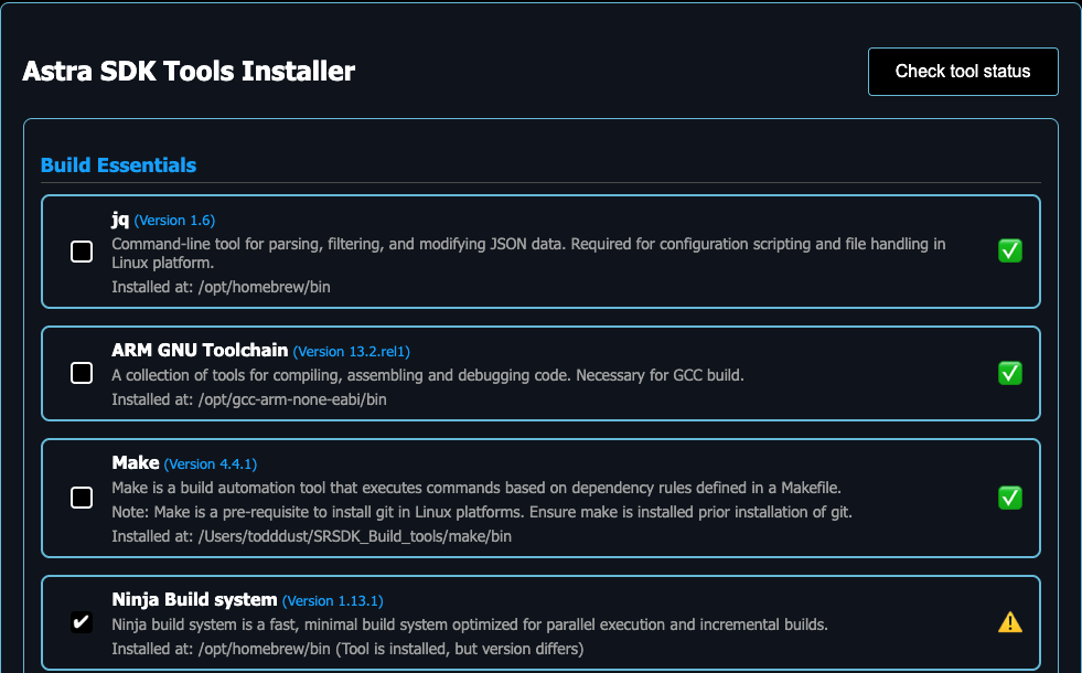 Tools Check Status