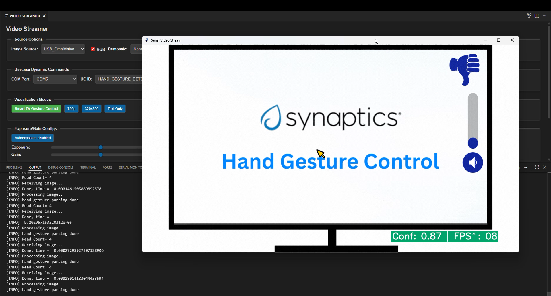 Thumbs down gesture