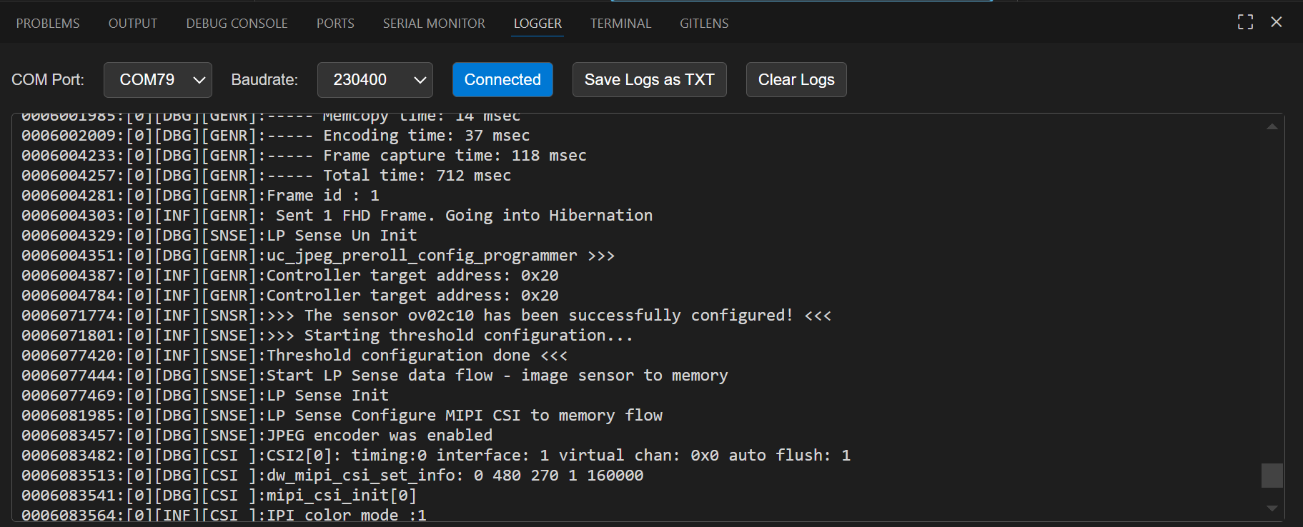 Logger tab