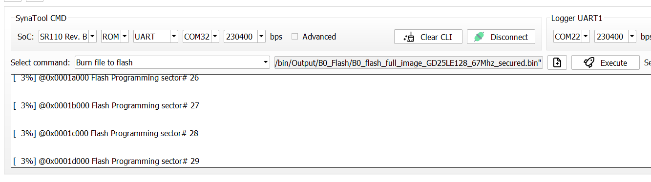 SynaToolKit Flashing In Progress