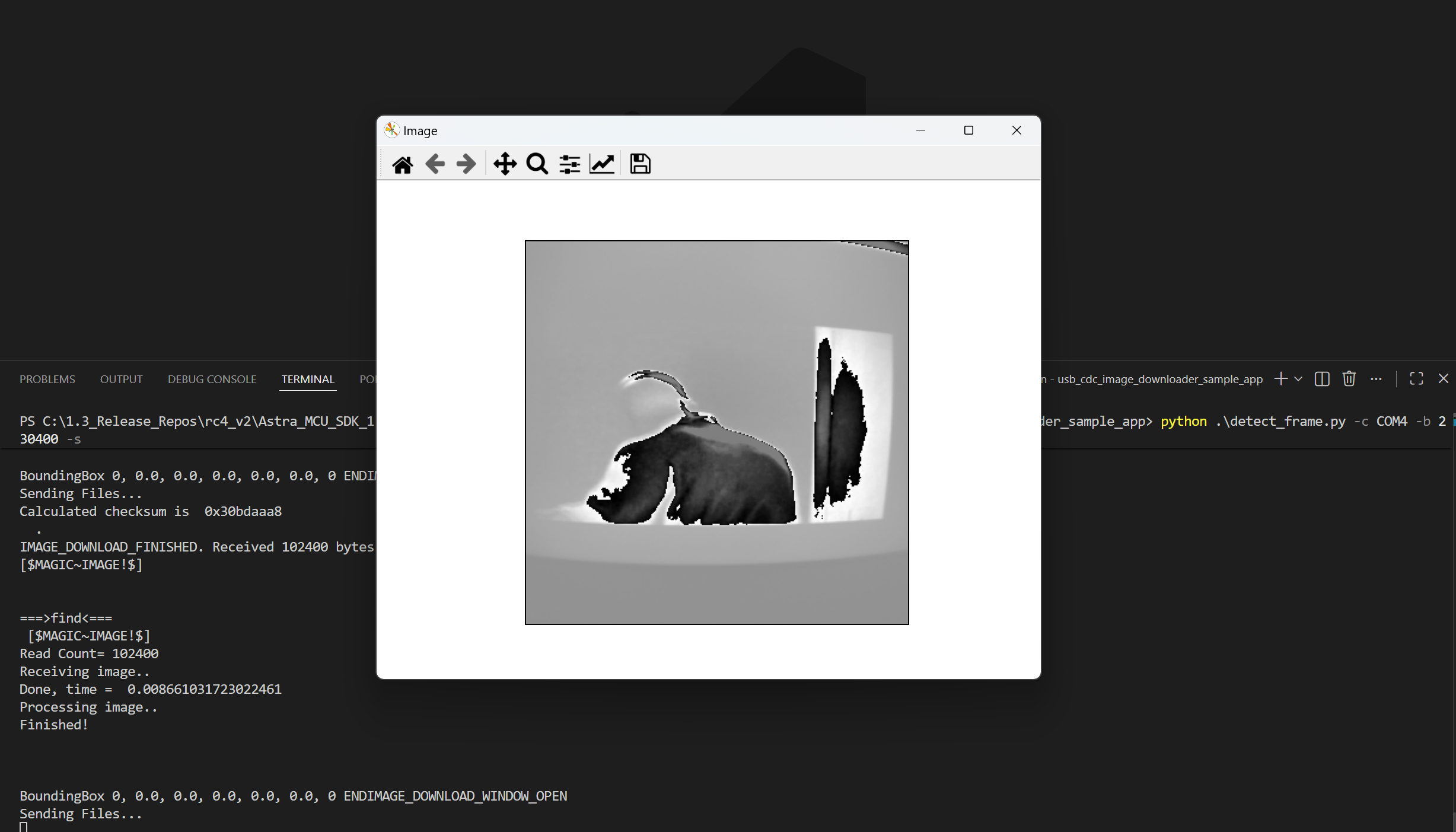 Running USB CDC Image Downloader SAmple App